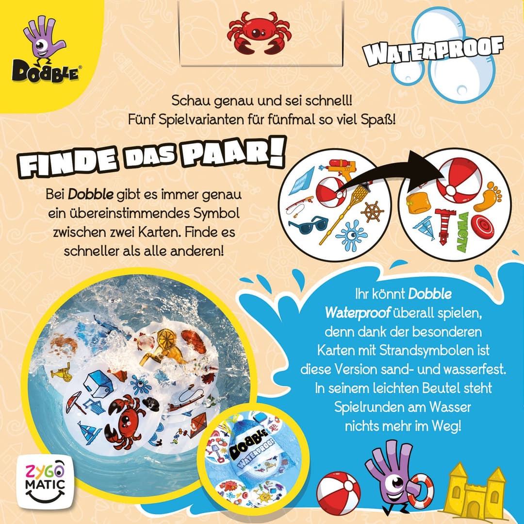 Asmodee Spiel Dobble Waterproof | Mehrfarbig