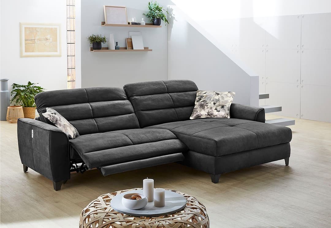 Jockenhöfer Gruppe Ecksofa Double One L-Form | Schwarz