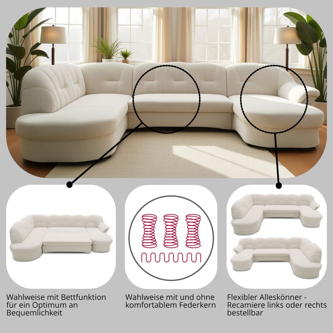 DOMO collection Wohnlandschaft Flores | Beige