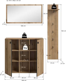 Home affaire Garderoben-Set TATIO | Holztöne
