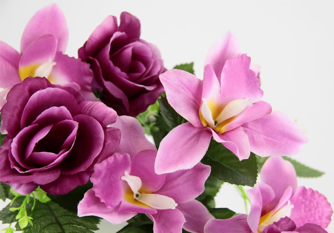 Kunstblume Bouquet aus Orchideen und Rosen | Mehrfarbig