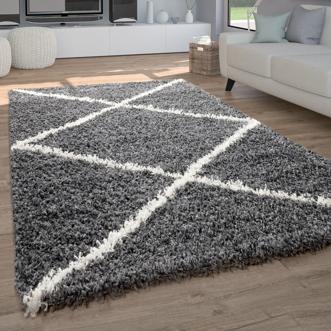 Paco Home Kalmar 442 Hochflor-Teppich | Grau