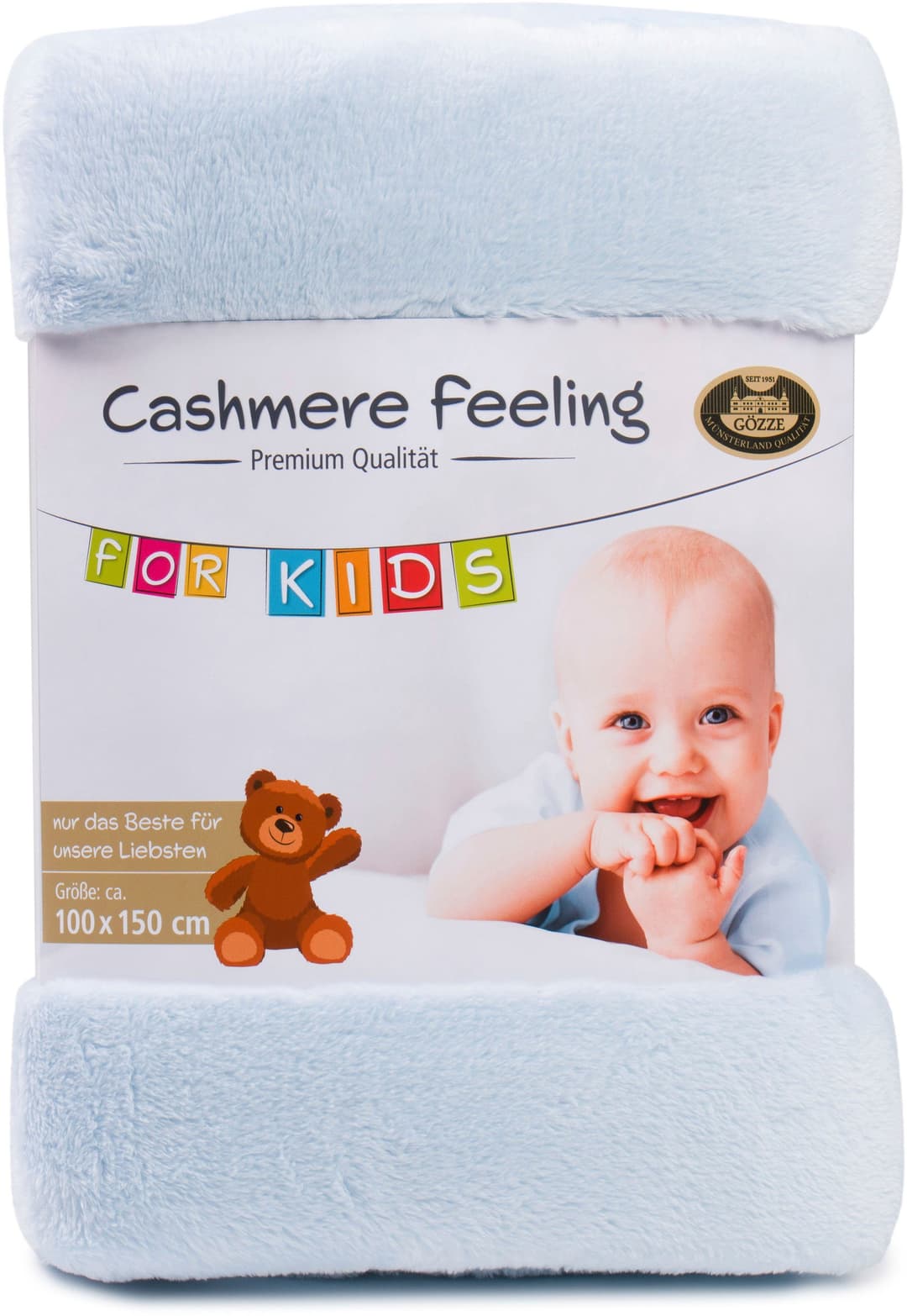Kinderdecke Premium Cashmerefeeling, Gözze, kuschelig warm | Blau