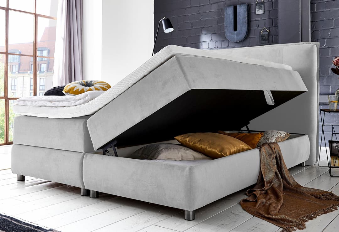 ATLANTIC home collection Boxspringbett Tilo | Grau