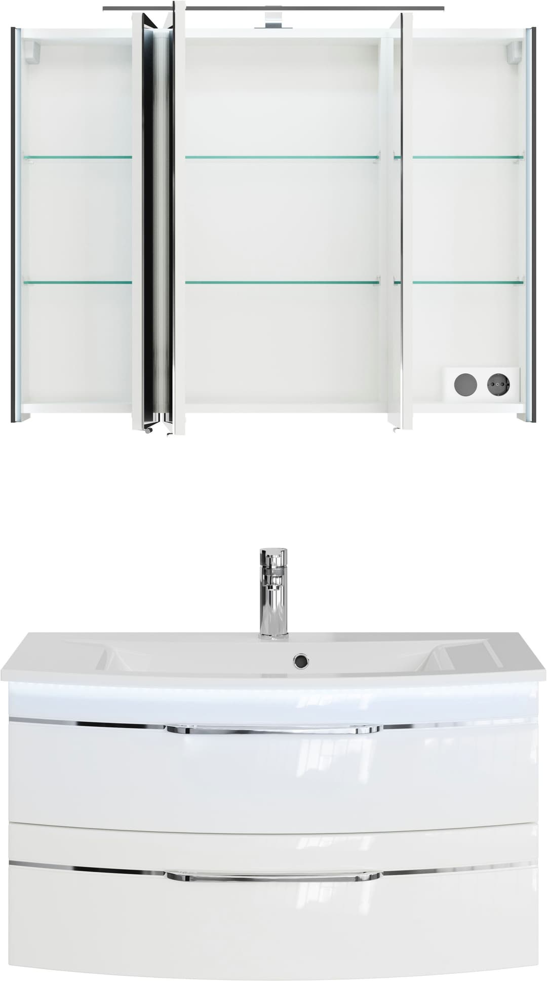 Saphir Serie 7045 Badmöbel-Set | Weiß