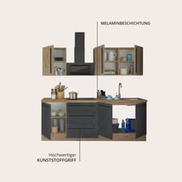 KOCHSTATION Küchenzeile Florida | Schwarz
