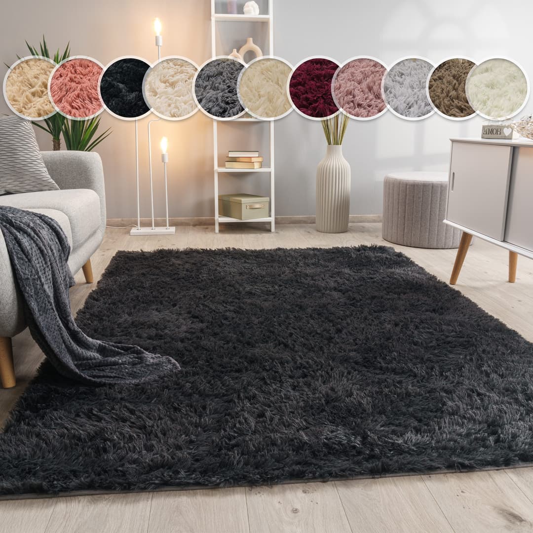 Paco Home Hochflor-Teppich Silky 591 | Grau