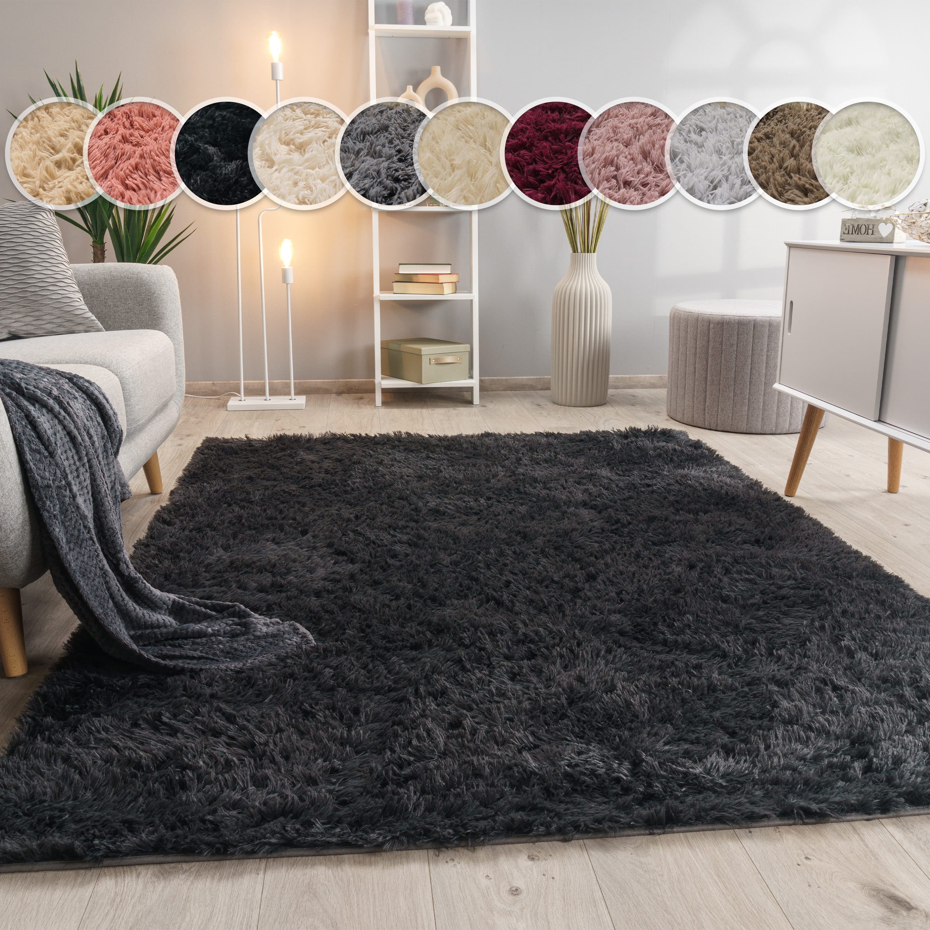 Paco Home Hochflor-Teppich Silky 591 | Grau