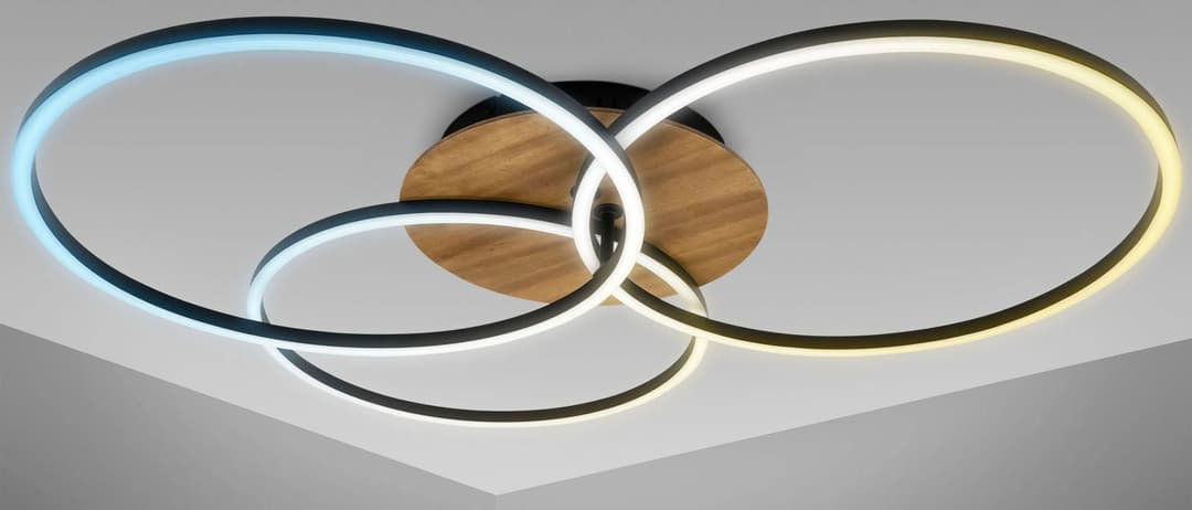B.K.Licht LED Deckenleuchte BK_FR1528 | Holztöne