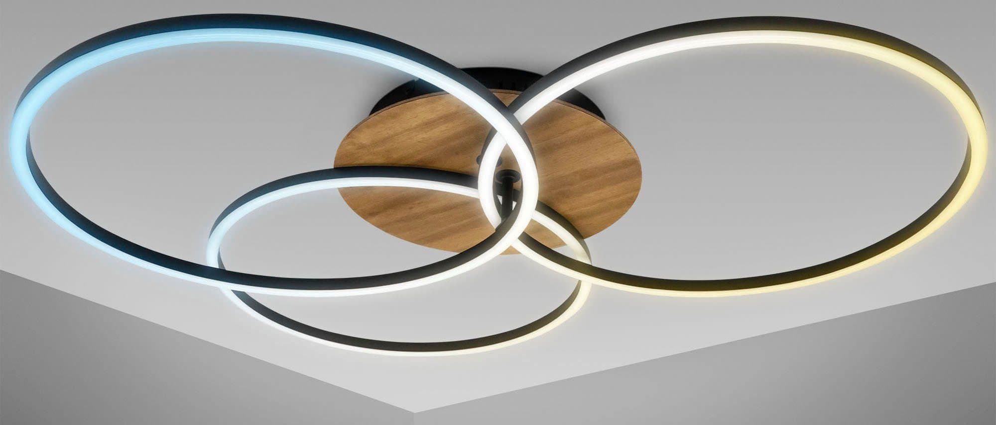 B.K.Licht LED Deckenleuchte BK_FR1528 | Holztöne