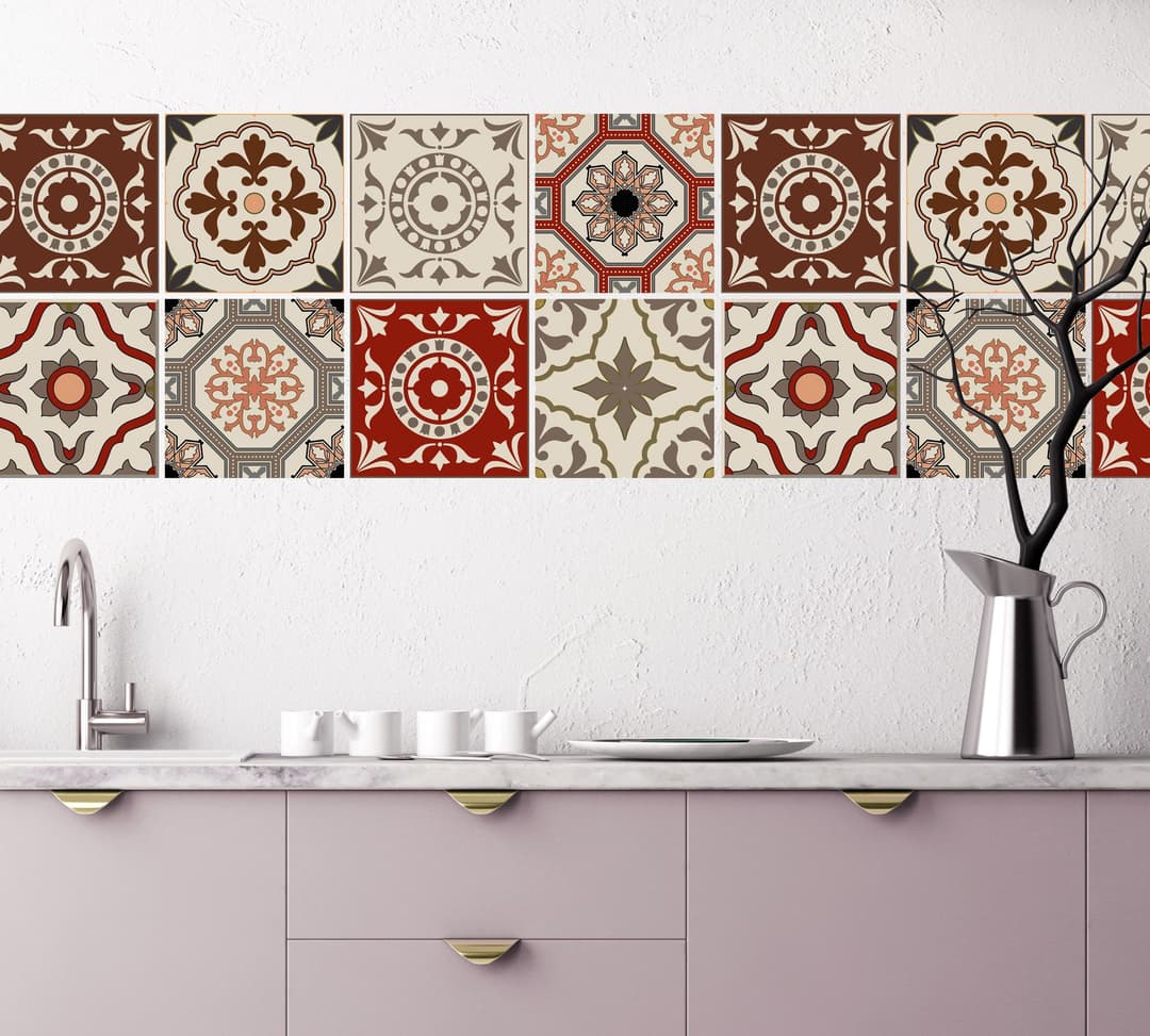 Home affaire Fliesenaufkleber Ornamente | Rot