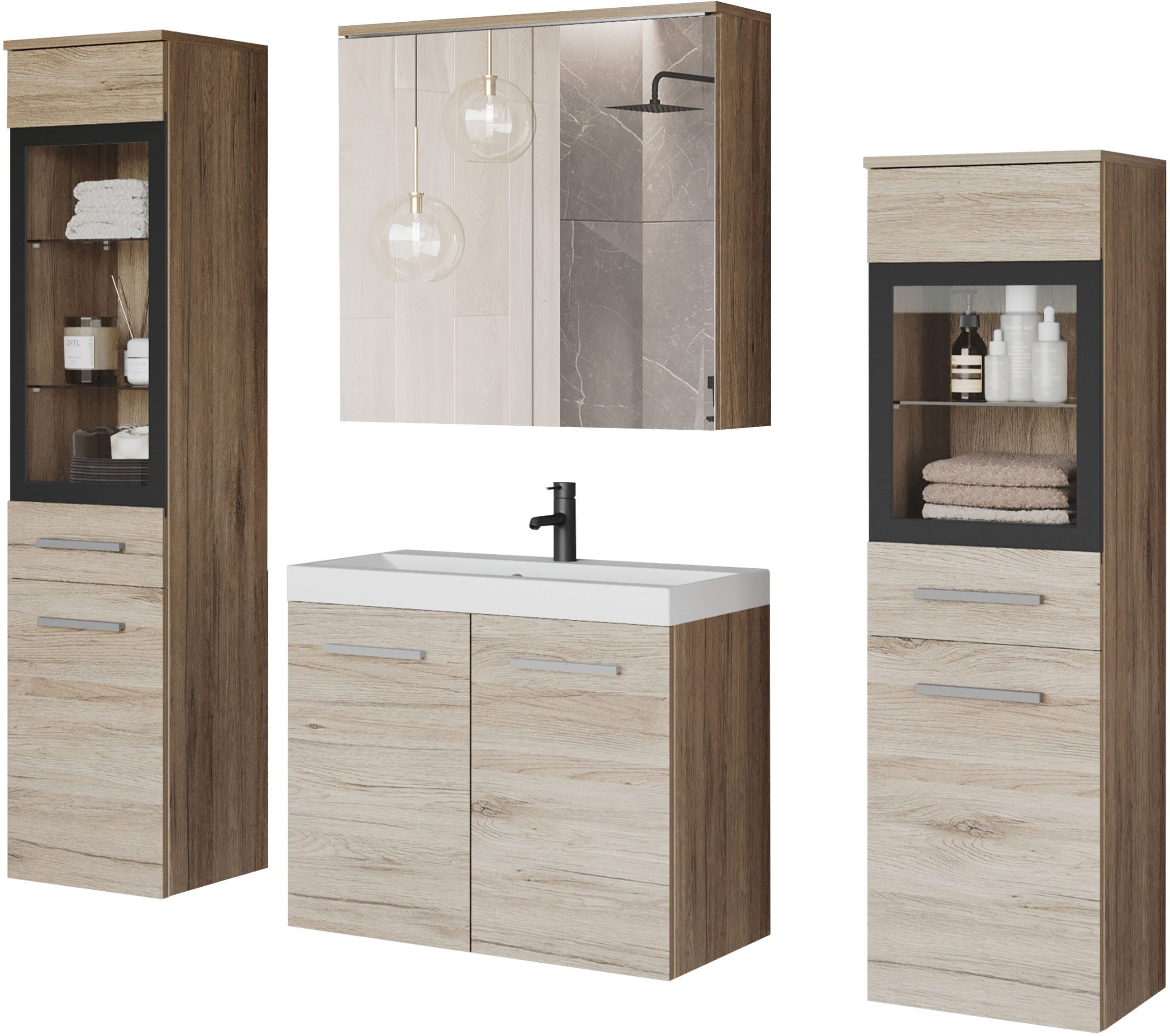welltime Badmöbel-Set MADRIT II | Holztöne