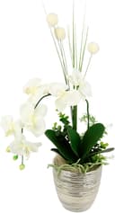 Kunstblume Arrangement Orchidee/Gras | Weiß