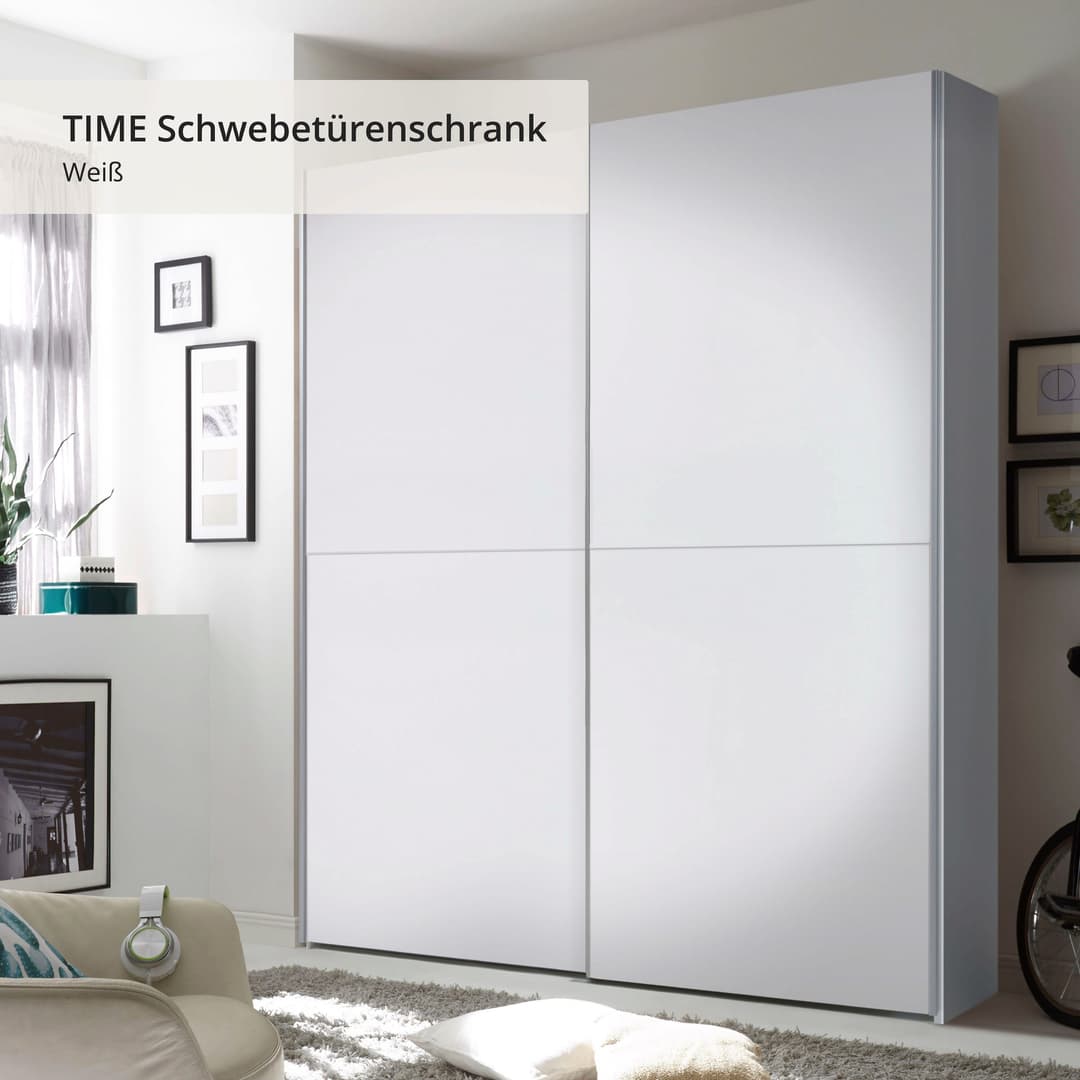 Schlafkontor Schwebetürenschrank Time | Weiß
