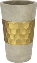 I.GE.A. Dekovase Goldverzierte Blumenvase | Grau