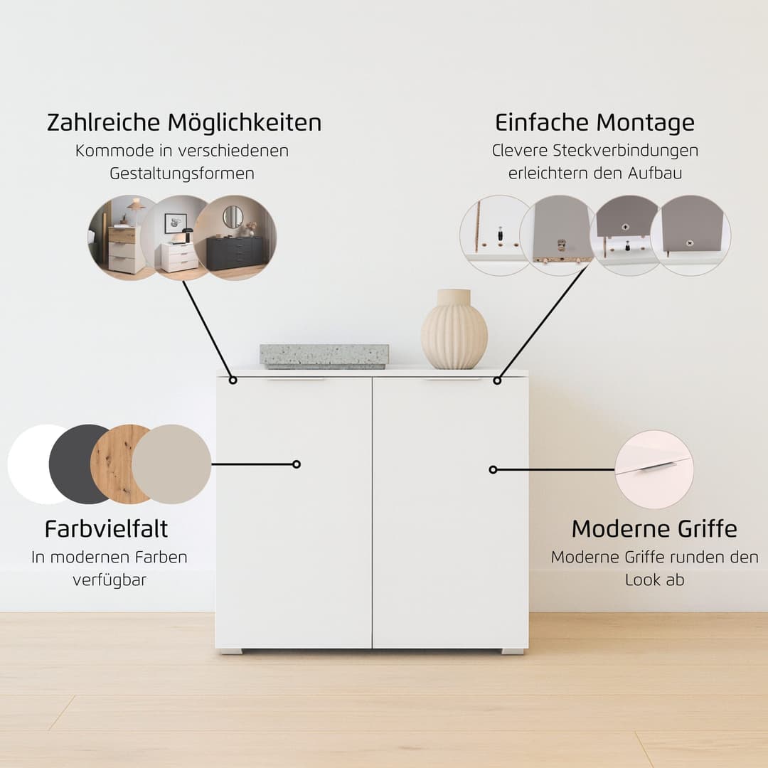 rauch Sideboard Türkommode Kommode Highboard ASTANA | Grau