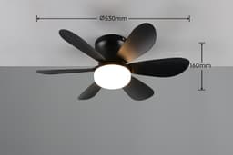 Reality Leuchten LED Deckenleuchte LUND mit Ventilator | Schwarz