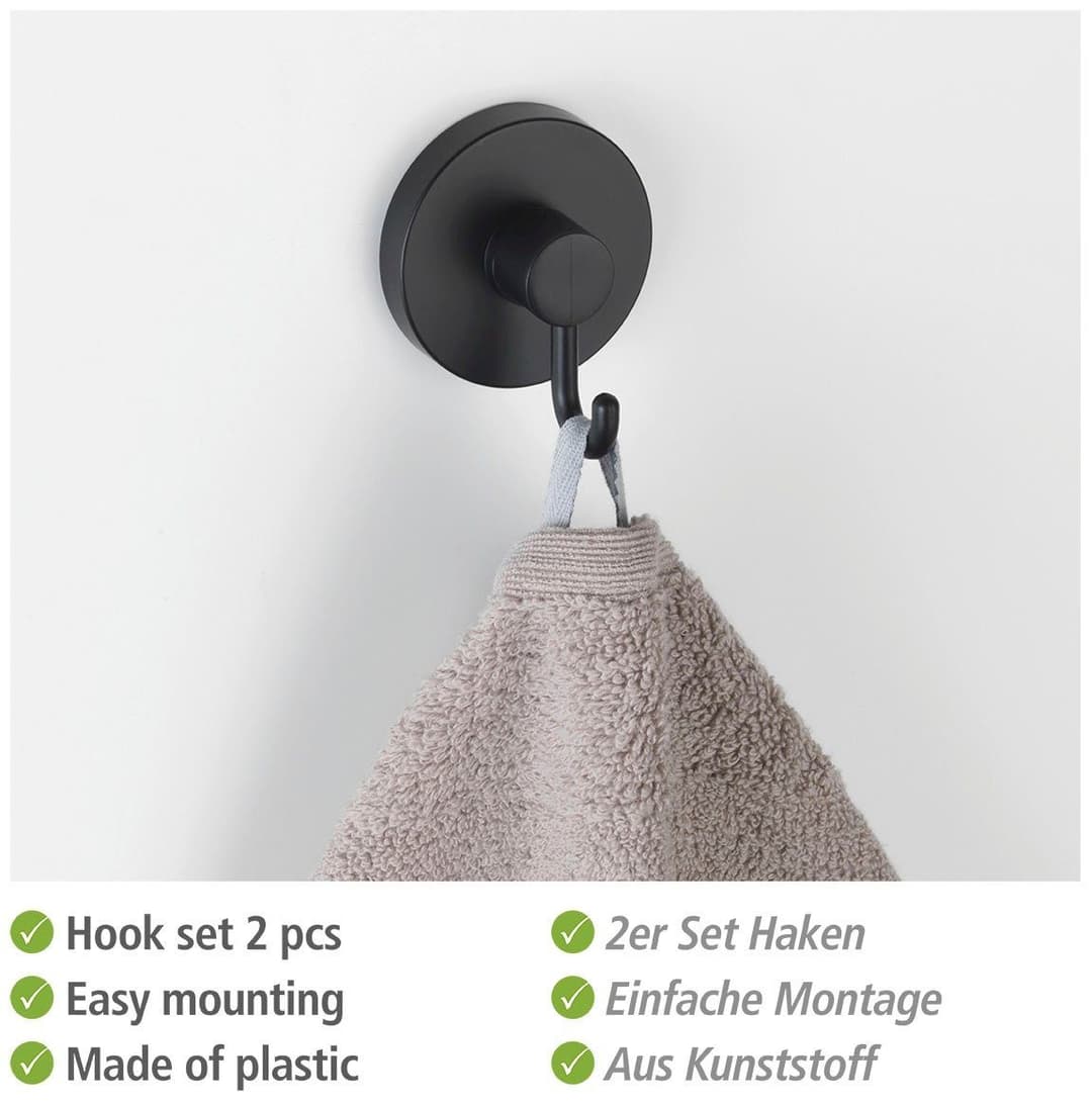 WENKO Wandhaken Vacuum-Loc® | Schwarz