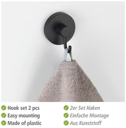 WENKO Wandhaken Vacuum-Loc® | Schwarz