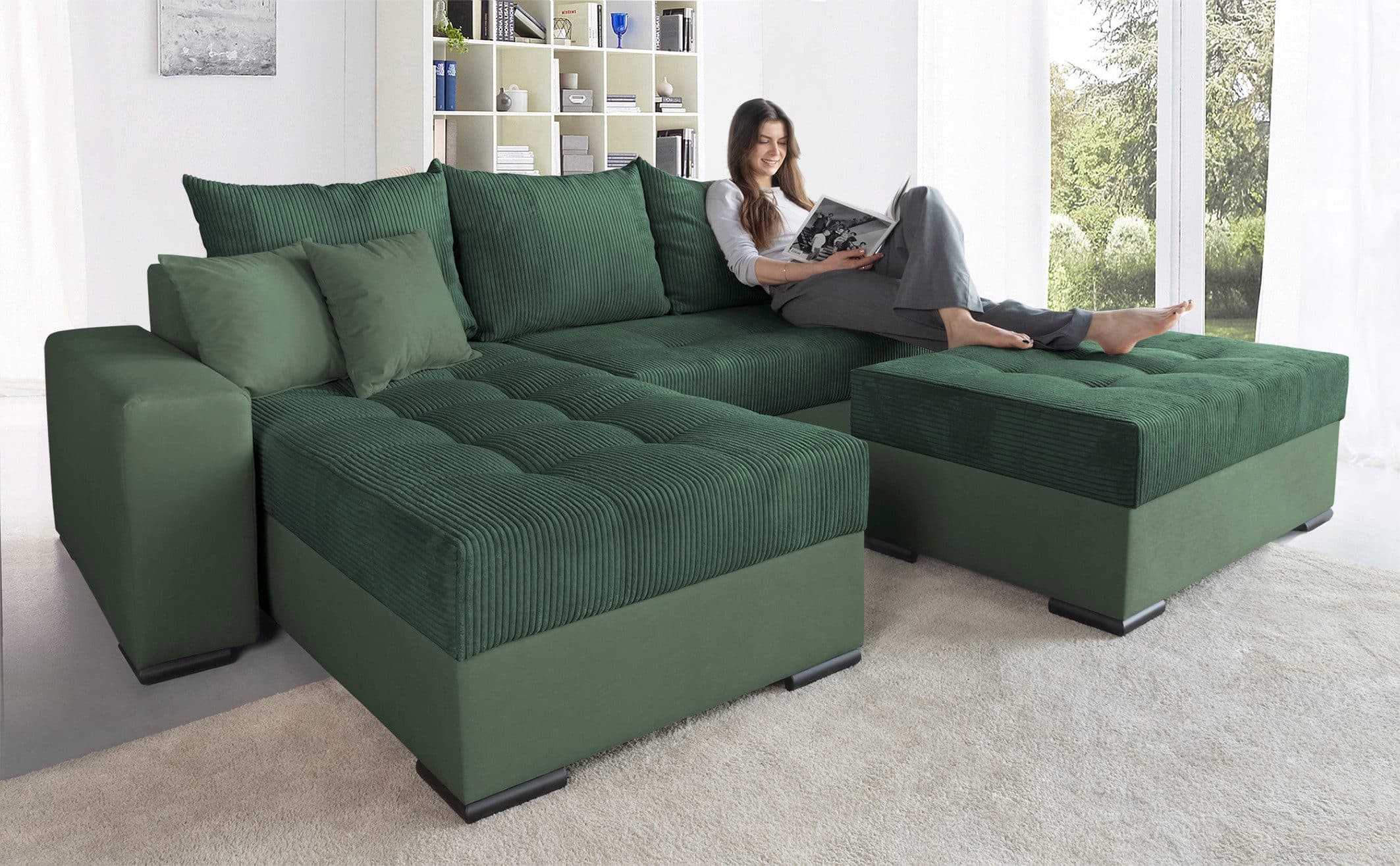 COLLECTION AB Ecksofa Josy L-Form | Grün