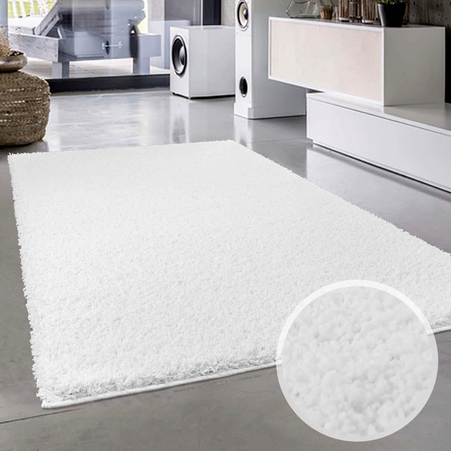 Carpet City Hochflor-Teppich Shaggi uni | Weiß