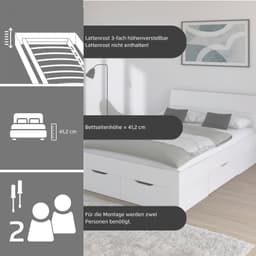 rauch Bett Einzelbett Doppelbett Stauraum FLEXX | Weiß