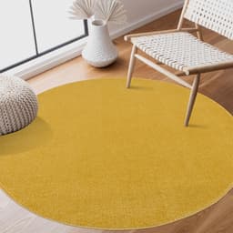 Sanat Teppich Uni, rund | Gelb