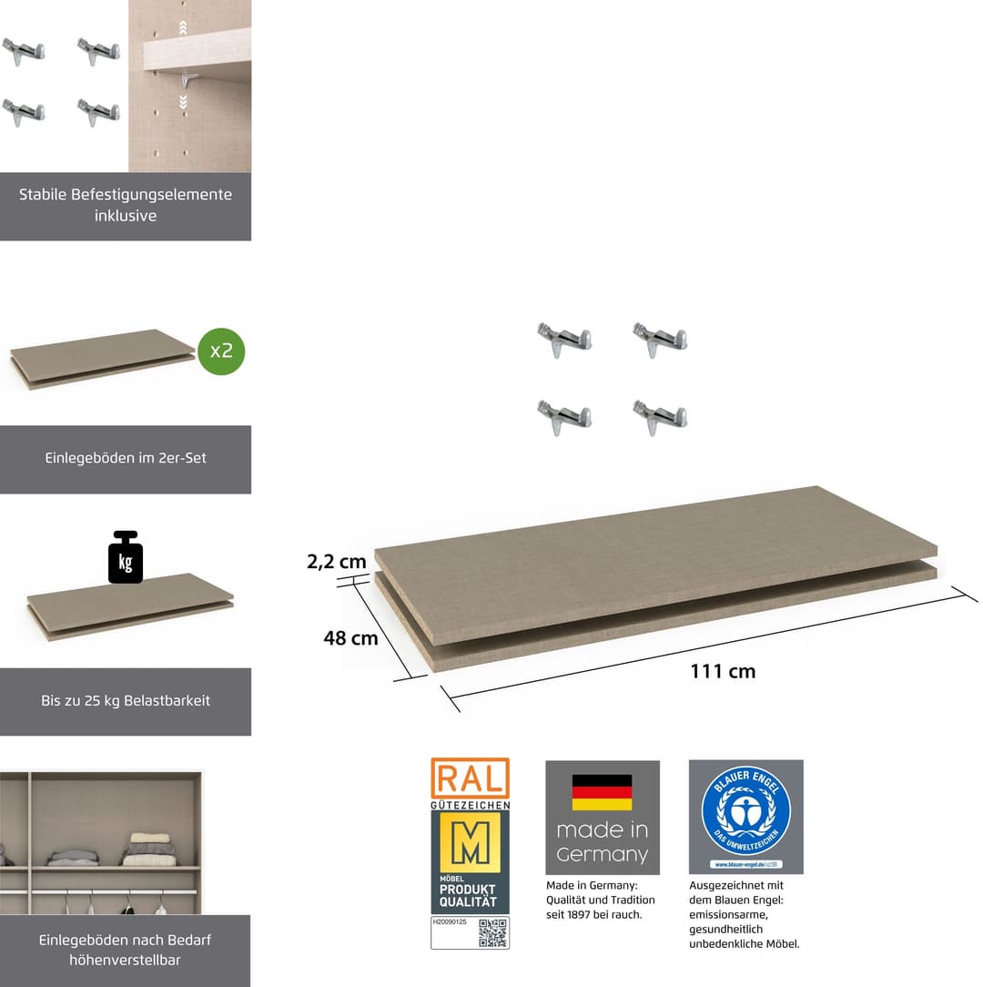 Rauch Einlegeboden Zubehör für Rauch-Schwebetürenschränke | Beige