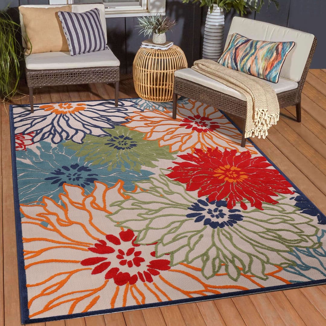 Sanat Teppich Floral 2 Outdoor | Mehrfarbig