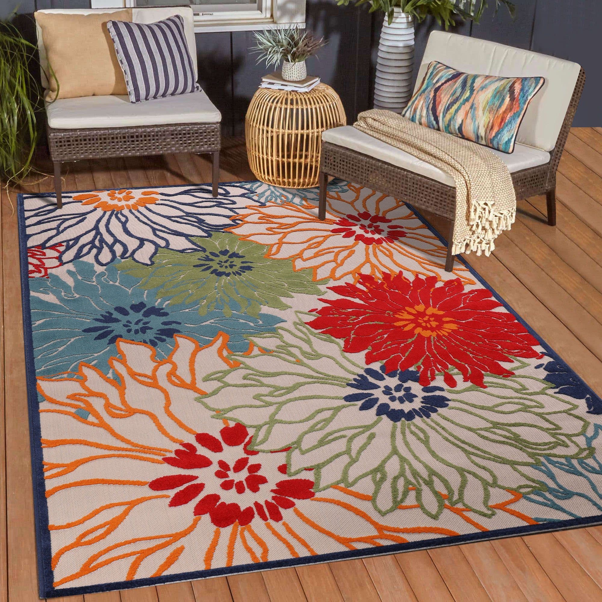 Sanat Teppich Floral 2 Outdoor | Mehrfarbig
