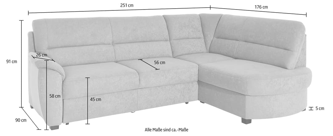 sit&more Ecksofa Pandora L-Form | Grau