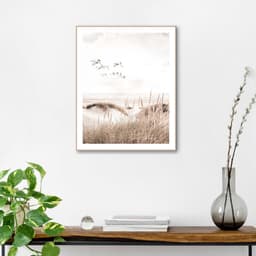 Reinders! Poster Kraniche, im Holzrahmen | Beige