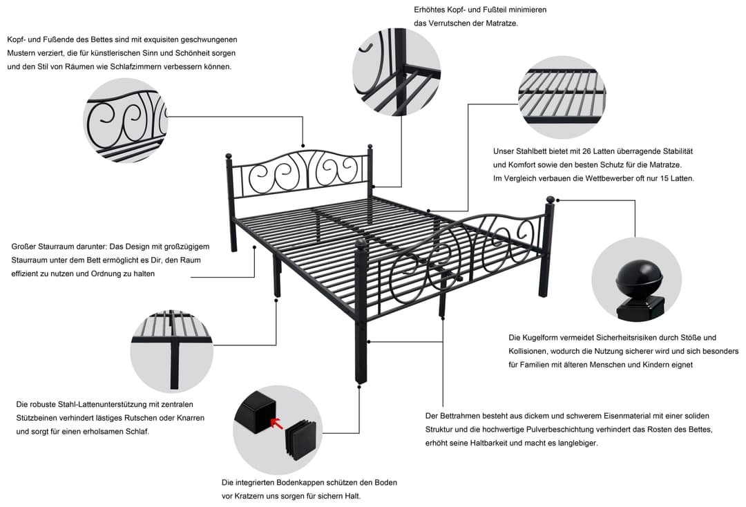 OTTO home Metallbett LUND | Schwarz