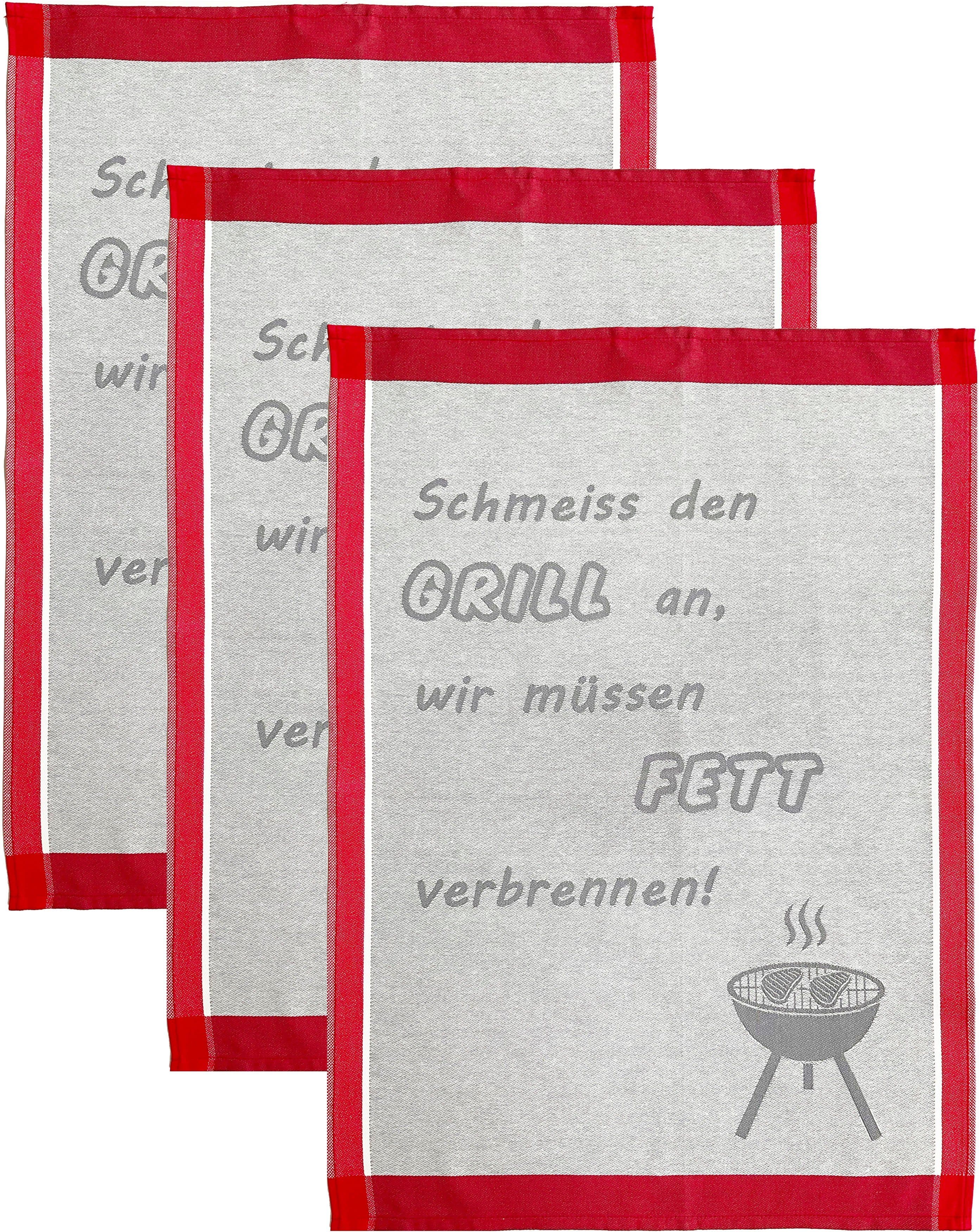 ROSS Geschirrtuch Schmeiss den Grill an, wir müssen Fett verbrennen