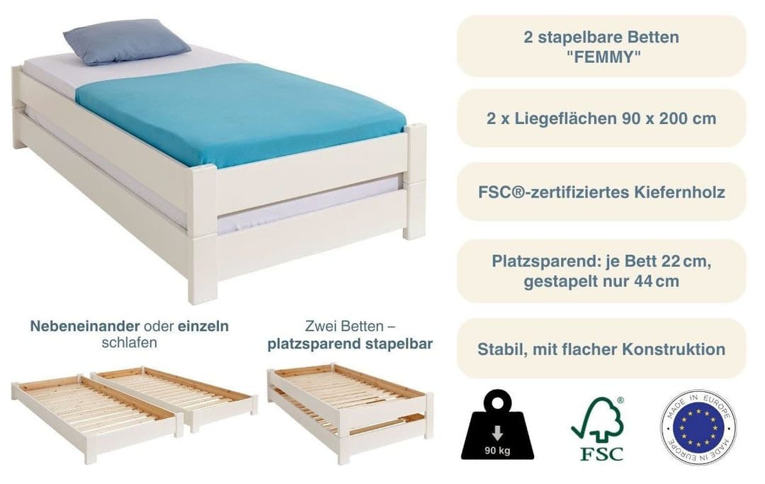 OTTO home Stapelliege Femmy | Weiß