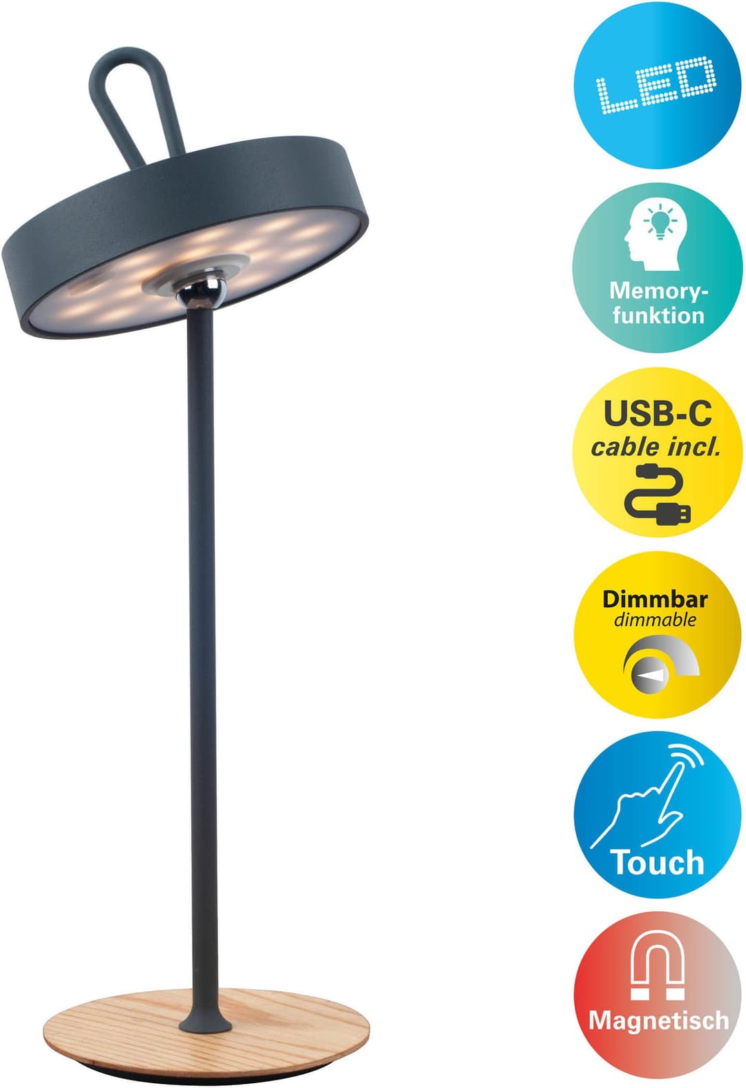 OTTO home LED Tischleuchte Ellvra | Grau