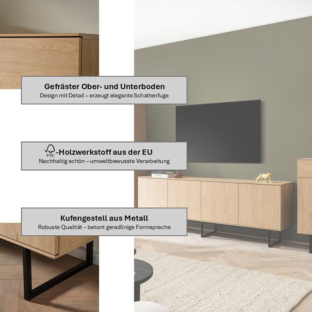Home affaire Lowboard Lund | Schwarz