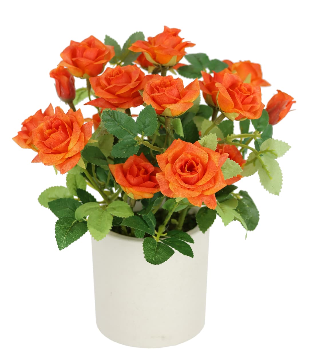 Kunstblume Wildrosen Busch im Topf | Orange