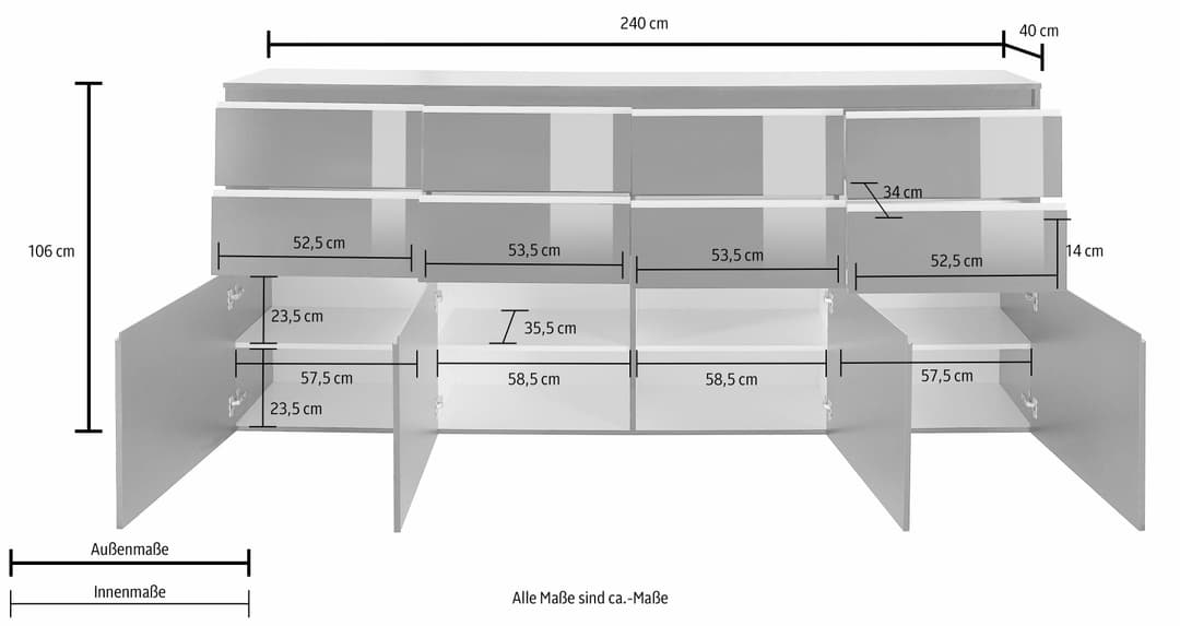 Home affaire Highboard Magic | Weiß