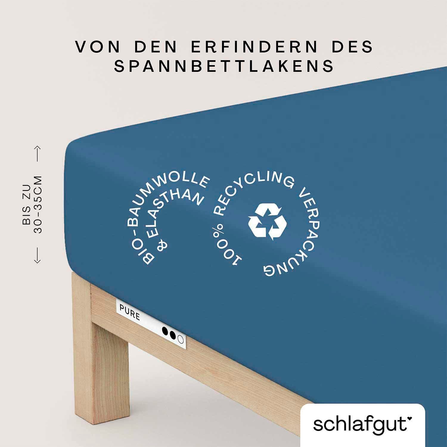 Schlafgut Spannbettlaken PURE Bio-Baumwolle | Blau