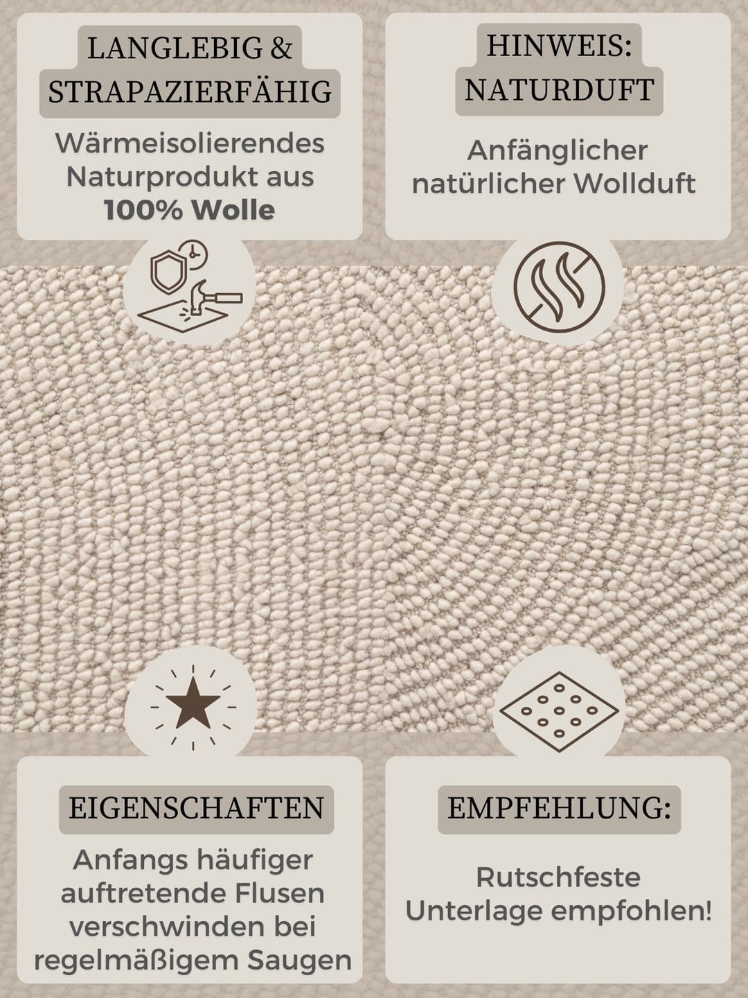 HANSE Home Wollteppich Calmio | Weiß