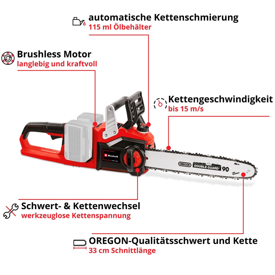 Einhell Akku-Kettensäge GE-LC 36/35 Li SOLO | Rot