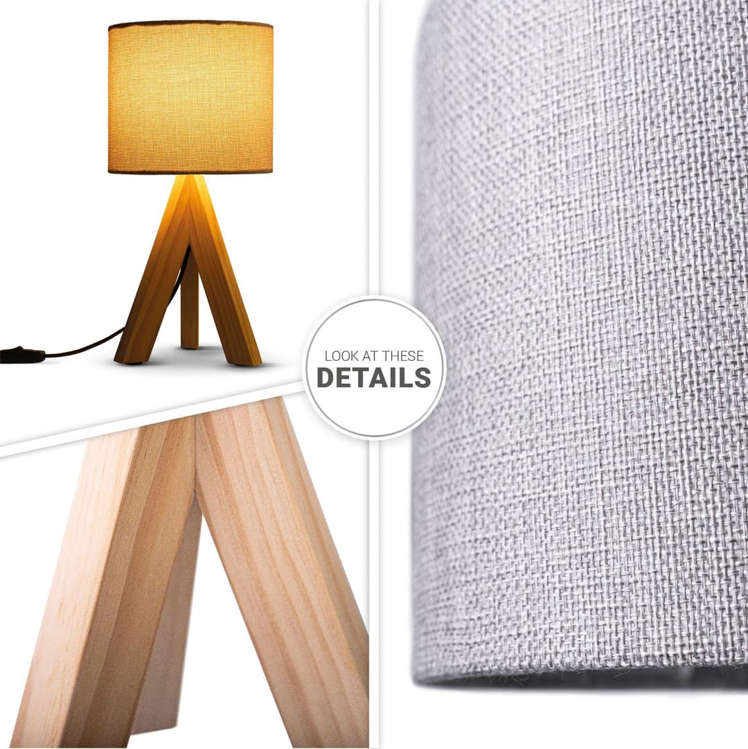 Paco Home Tischleuchte BAJO CANVAS UNI COLOR | Grau