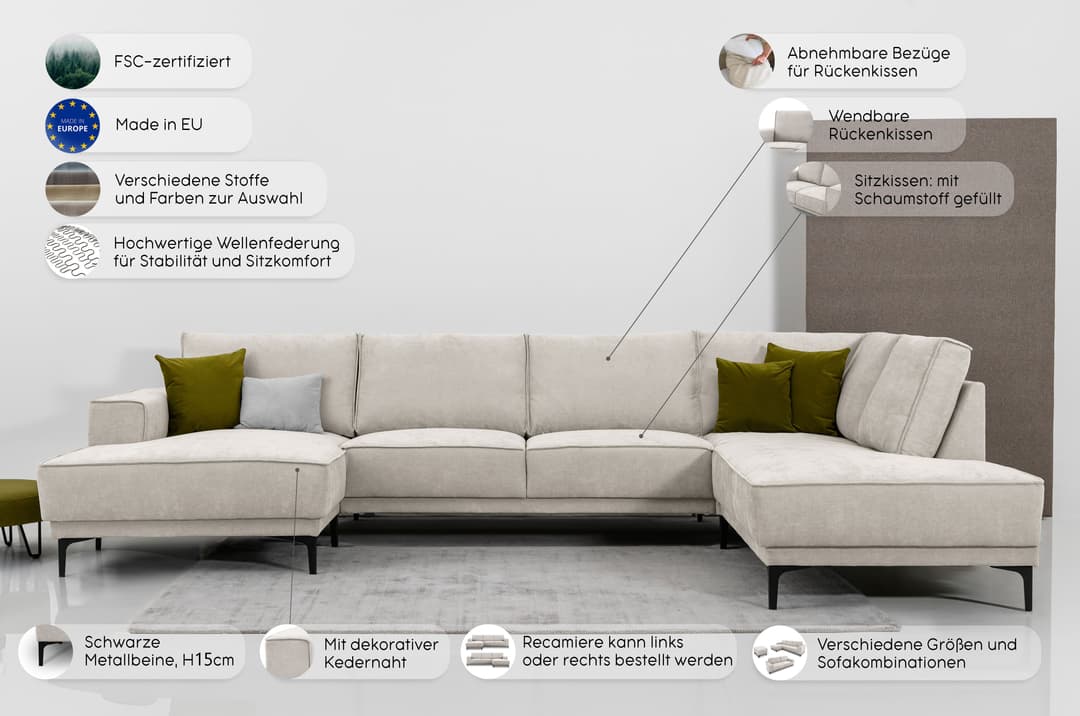 OTTO home Wohnlandschaft XXL Sofa Oland | Beige