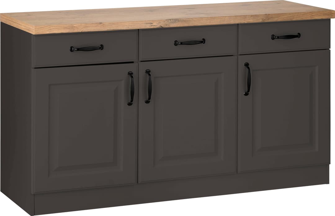 wiho Küchen Unterschrank Erla 150 cm breit mit Kassettenfront | Braun