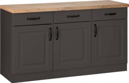 wiho Küchen Unterschrank Erla 150 cm breit mit Kassettenfront | Braun