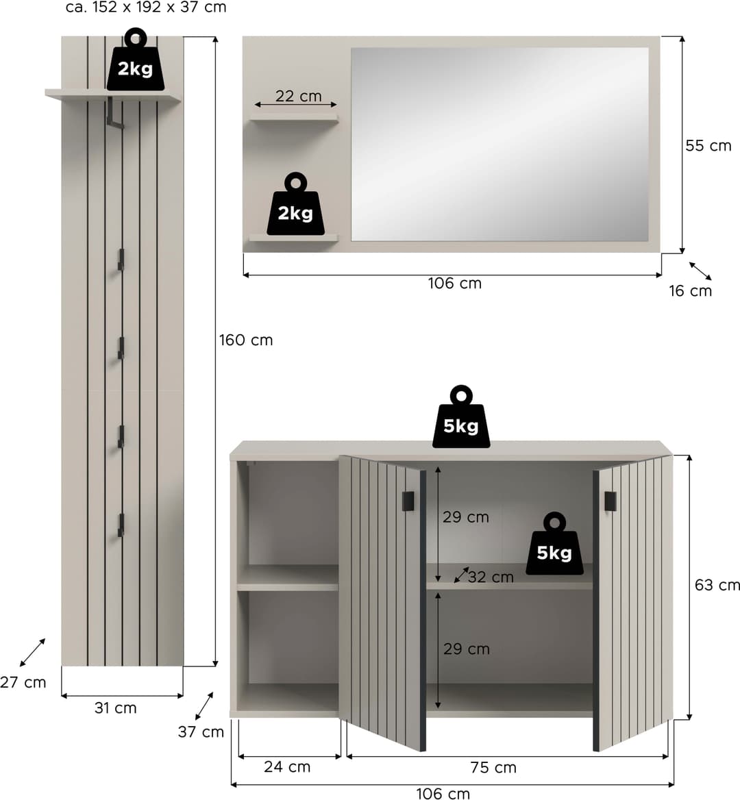 Home affaire Garderoben-Set TATIO | Beige