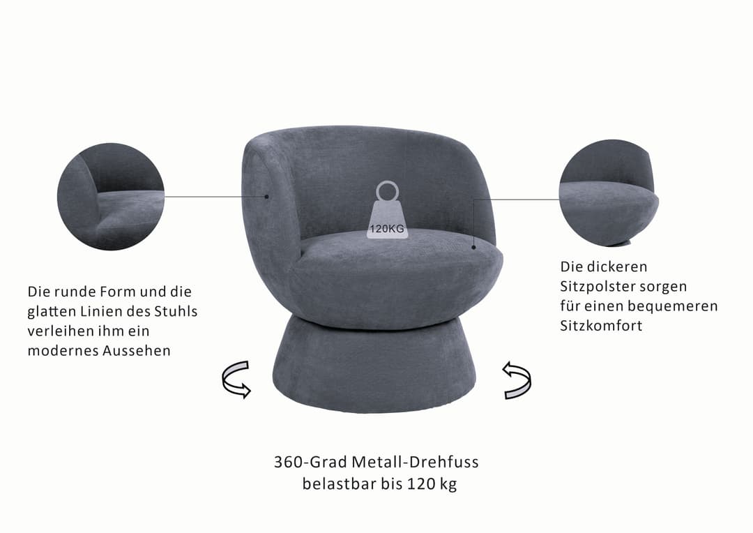 OTTO home Drehsessel ZAZZA | Grau
