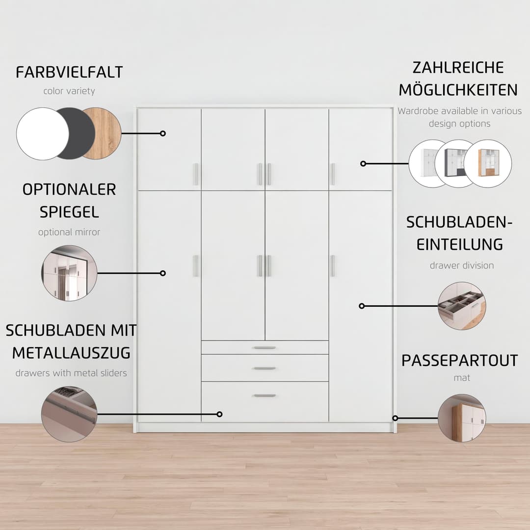 rauch Kleiderschrank HILDESHEIM | Weiß