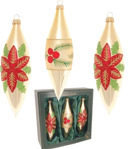 Krebs Glas Lauscha Weihnachtsstern & Beeren | Gold